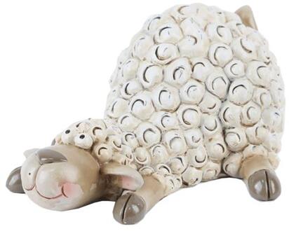 Beeldje Schaap beige groot 18x15,5x9cm wit