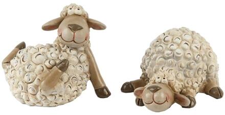 Beeldje Schaap beige klein 14x11,5x7,5cm wit