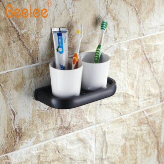 Beelee BA7408B badkamer bekerhouder Toilet Dubbele keramische tumbler cup met tandenborstelhouder Wall Mount, Olie Gewreven Brons