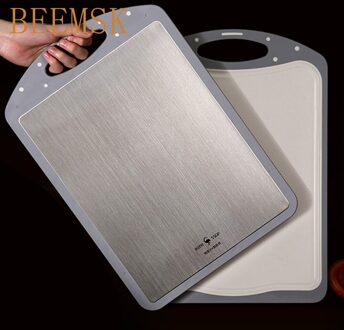 Beemsk 304 Dubbelzijdige Snijplank Meeldauw-Proof Rvs Multifunctionele Snijplank Fruit Roll Noodle snijplank