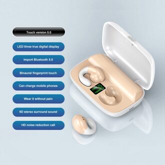 Beengeleiding Draadloze Hoofdtelefoon Bluetooth 5.0 Oortelefoon Met Opladen Case 2200Mah Draadloze Sport Muziek Oordopjes Hoofd teint