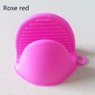 Beenman Siliconen Handschoenen Oven Warmte Geïsoleerde Vinger Handschoenen Koken Tools Magnetron Antislip Grijper Keuken Accessoires roos rood
