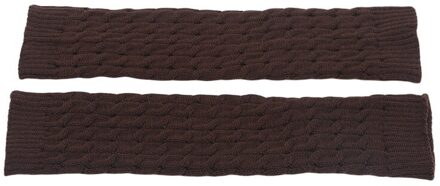 Beenwarmers Vrouwen Warm Knie Hoge Winter Knit Solid Haak Been Warmer Sokken Warm Boot Manchetten Beenwarmers Lange Sokken bruin