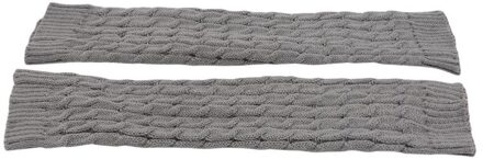 Beenwarmers Vrouwen Warm Knie Hoge Winter Knit Solid Haak Been Warmer Sokken Warm Boot Manchetten Beenwarmers Lange Sokken grijs