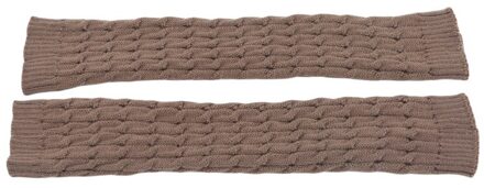 Beenwarmers Vrouwen Warm Knie Hoge Winter Knit Solid Haak Been Warmer Sokken Warm Boot Manchetten Beenwarmers Lange Sokken khaki
