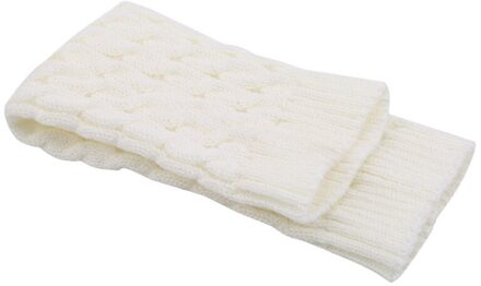 Beenwarmers Vrouwen Warm Knie Hoge Winter Knit Solid Haak Been Warmer Sokken Warm Boot Manchetten Beenwarmers Lange Sokken wit