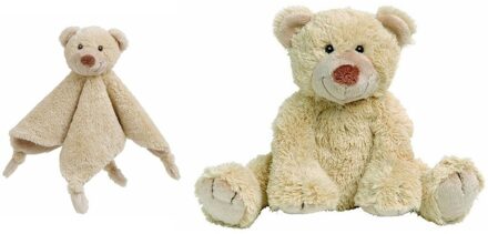 beer Boogy beige knuffeldoekje en knuffel 24 cm - Knuffelbeer - Kraamcadeau - Baby speelgoed