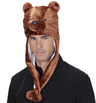 Beer muts - bruin - polyester fleece - 59 cm - volwassenen - berenmuts - verkleedaccessoires