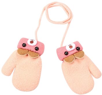 Beer Oren Winter Patchwork Handschoenen Peuter Baby Meisjes Jongens Dragen Oren Winter Patchwork Warm Houden Wanten Handschoenen Детские Варежки Beige