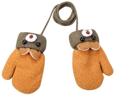 Beer Oren Winter Patchwork Handschoenen Peuter Baby Meisjes Jongens Dragen Oren Winter Patchwork Warm Houden Wanten Handschoenen Детские Варежки Geel