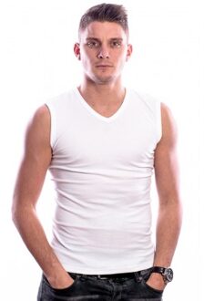 Beeren Heren mouwloos Shirt - V-hals - Wit - maat XL