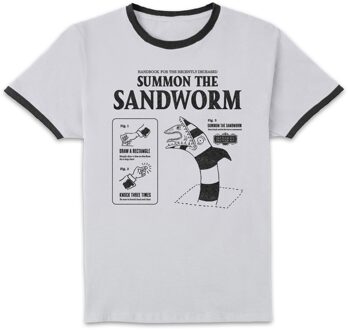 Beetlejuice Sandoworm Instructional Unisex Ringer T-Shirt - White/Black - M Wit