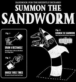 Beetlejuice Sandworm Instructional Unisex T-Shirt - Black - S Zwart
