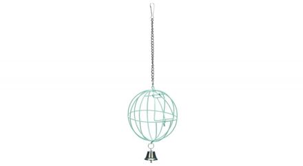 Beeztees Chroom metalen voederbal Met deur en bel aan ketting - 12 cm - Voor konijnen