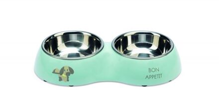 Beeztees Droppy Dinerset - Puppy Voer & Drinkbak - 27x14x4,5 cm - Blauw