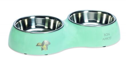 Beeztees Droppy Dinerset - Puppy Voer & Drinkbak - 34x17,5x6 cm - Blauw