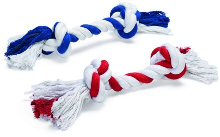 Beeztees Flostouw - 2 knopen - Hondenspeelgoed - 1 stuk - Rood - Blauw - 12x35x10 cm - 400 gram