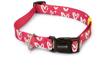 Beeztees heart - halsband hond - nylon - roze - 48-70cmx25mm