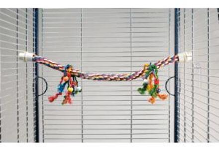 Beeztees Katoenen papegaaien Zitstok - Met gekleurde speeltjes.