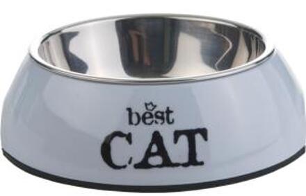Beeztees Mel Eetbak Rond Best Cat Grijs14x4,5