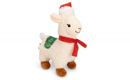 Beeztees Pluche Kerst Lama - Kerst hondenspeeltje - Wit - 29x20x11cm