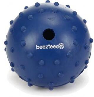 Beeztees rubber bal massief met bel blauw 7 cm