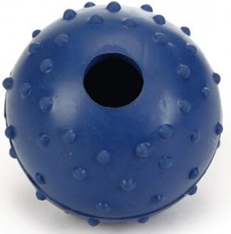 Beeztees Rubber bal massief met bel hondenspeeltje blauw 5 cm