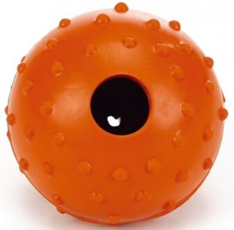 Beeztees rubber bal massief met bel oranje 5 cm