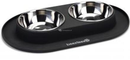 Beeztees Silliconen Dinerset Voor Honden - Antraciet - 40 x 24 cm