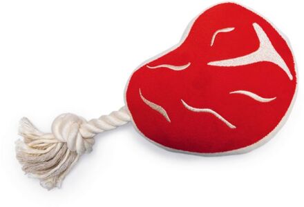 Beeztees Steak met flostouw - Hondenspeelgoed - Rood - 28x13x7 cm