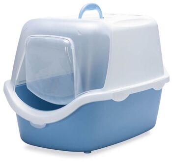 Beeztees Stefanplast Cathy Easy Clean - Kattenbak - Dicht - 56x40x40 cm - Wit Blauw