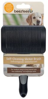 Beeztees Zelfreinigende slicker hondenborstel - 19x10,5x5cm - Zwart
