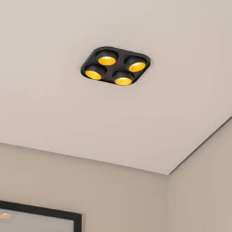 Bega LED inbouwspot Studio Line zwart/messing, 4-lamps. wit, messing