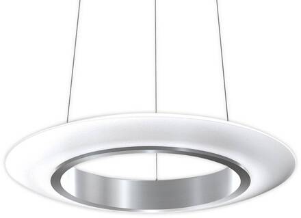 Bega RZB Ring of Fire hanglamp Ellipse DALI 69cm 830 aluminium, opaalwit gesatineerd