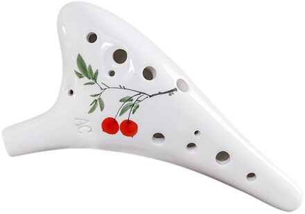 Beginner 12 Gaten Ronde Kop Keramische Ocarina Alto C Handgeschilderde Muziekinstrument Voor Music Lover En Leerling rood fruit