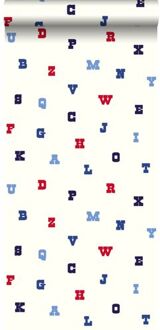 behang alfabet rood, wit en blauw - 53 cm x 10,05 m - 137326 Blauw, Rood, Wit