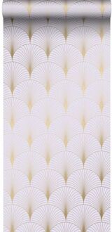 behang art deco motief lila paars en goud - 0,53 x 10,05 m - Goud, Paars