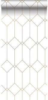 behang art deco motief wit en goud - 0,53 x 10,05 m - 139223 Goud, Wit