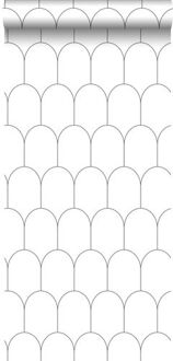 behang art deco motief wit en zwart - 0,53 x 10,05 m - 139140 Wit, Zwart