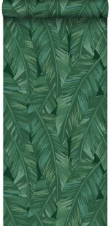 behang bananenbladeren emerald groen Blauw