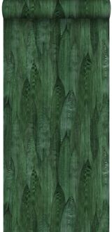 behang bladeren emerald groen Blauw