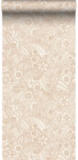 behang bloemtekeningen beige - 53 cm x 10,05 m - 139547