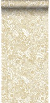 behang bloemtekeningen goud - 53 cm x 10,05 m - 139549