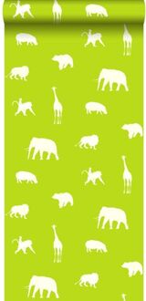 behang dieren limegroen Blauw