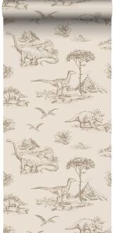 behang dinosaurussen beige - 0,53 x 10,05 m - 139557