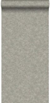 behang effen donker taupe Blauw