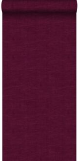 behang effen linnenstructuur bordeaux rood - 53 cm x 10,05 m