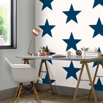 Behang Friends & Coffee Big Stars blauw en wit Multikleur