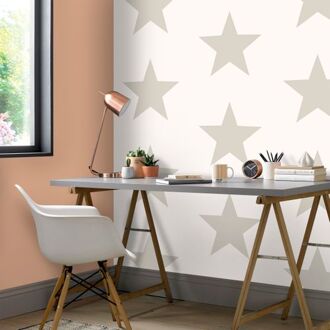 Behang Friends & Coffee Big Stars wit en metallic Multikleur