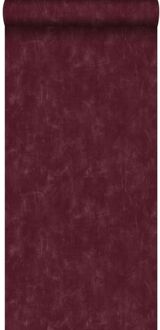 behang geschilderd effect bordeaux rood Blauw